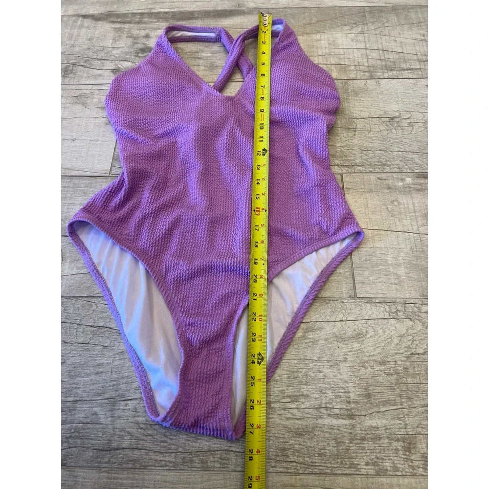 Becca‎ by Rebecca Virtue Purple Textured One Piece Swimsuit V-Neck XXL 1611431 - Picture 8 of 11